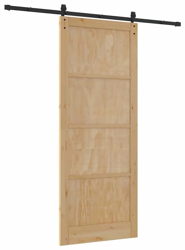 Porta Deslizante com Conjunto de Ferragens 93x232 cm Madeira Sólida de