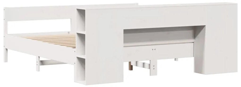 Cama com estante sem colchão 200x200 cm pinho maciço branco