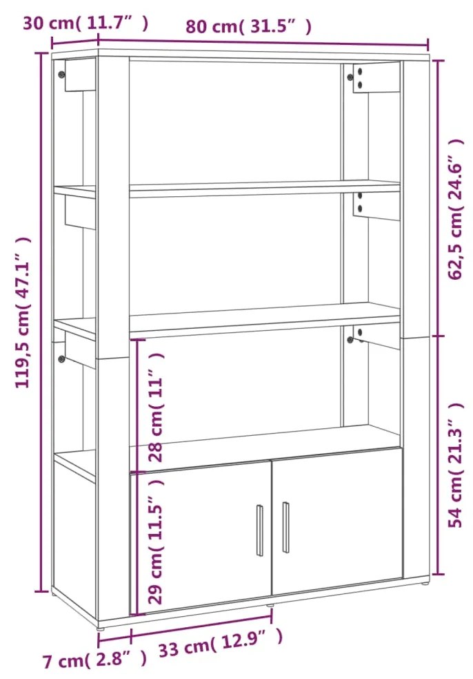 Aparador 80x30x119,5 cm derivados de madeira branco