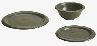Conjunto De 12 Peças De Loiça Em New Bone China Rylvane Verde Azeitona Intenso - Sklum