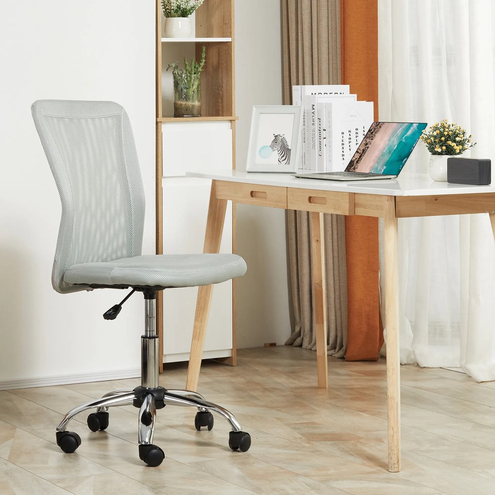 Cadeira de Escritório de Malha Giratória sem Apoio para os Braços com Altura Ajustável Carga 43x58x90-100 cm Cinza