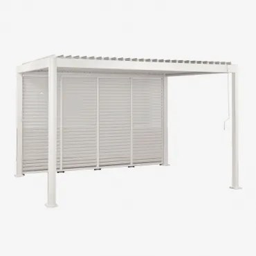 Pérgola Bioclimática De Alumínio Com Lâminas E Painel Lateral Druvia Gardénia Branco & Pérgula De 3x4 M Com 4 Painéis De 92,5 Cm - Sklum