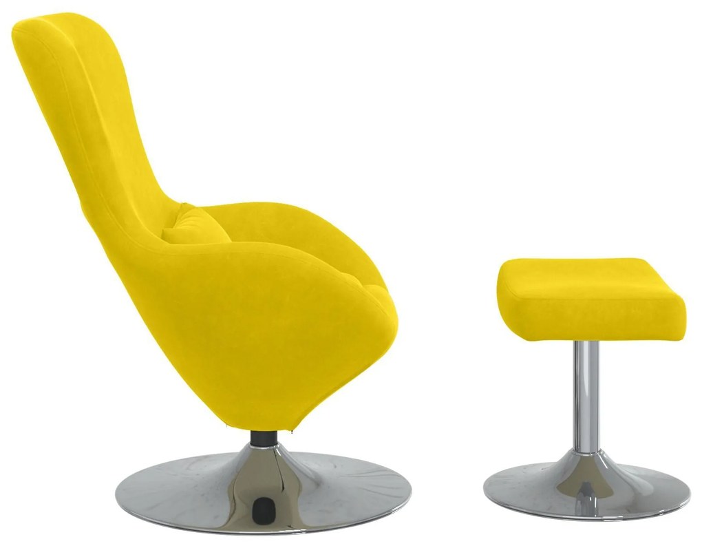 Poltrona Egg vidaXL com Puff Veludo Amarelo