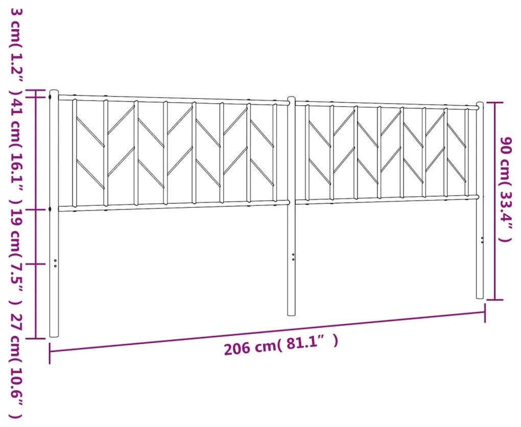 Cabeceira de cama 200 cm metal preto