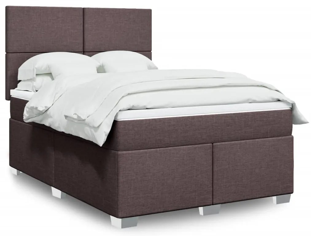 Cama com molas/colchão 160x200 cm tecido castanho-escuro