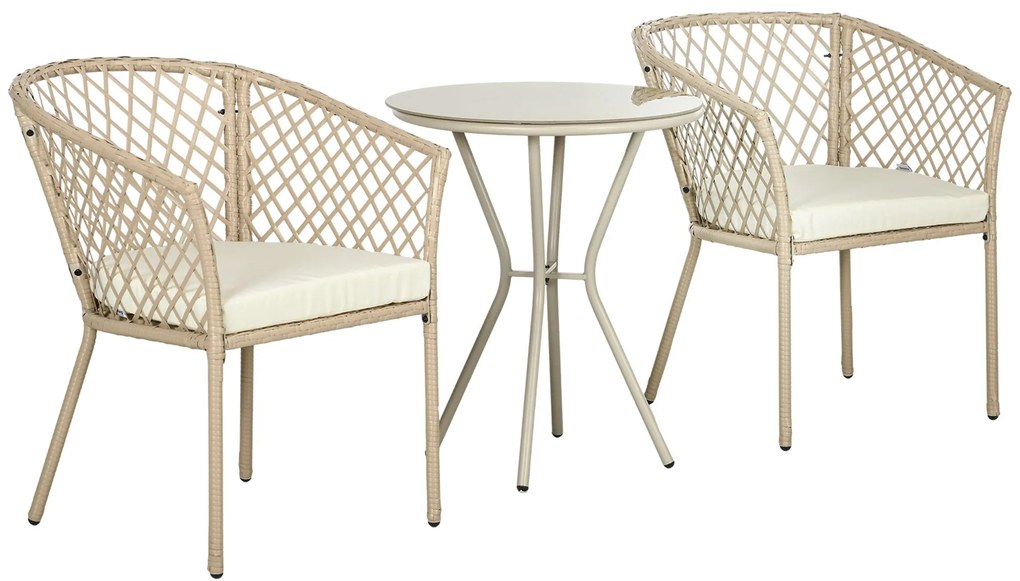 Conjunto 3 Peças de Jardim em Vime Conjunto com 2 Poltronas e 1 Mesa d