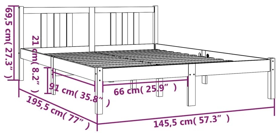 Estrutura de cama 140x190 cm madeira maciça