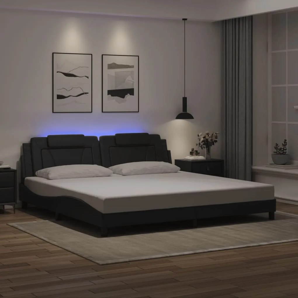vidaXL Estrutura de cama Viana com LED sem colchão 200x200cm preto