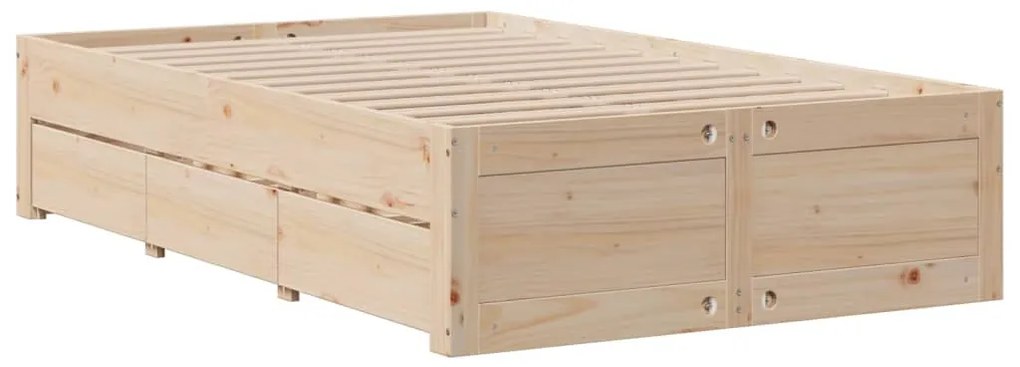 Cama sem colchão com gavetas 120x190 cm madeira de pinho maciça