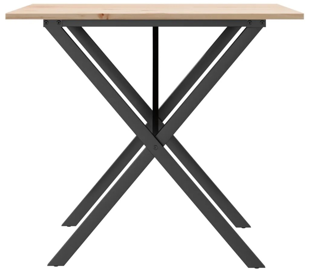 Mesa de jantar estrutura em X 90x90x75 cm pinho e aço