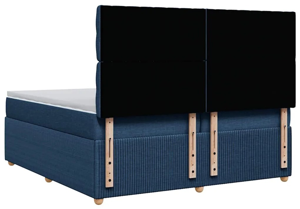 Cama com molas/colchão 200x200 cm tecido azul