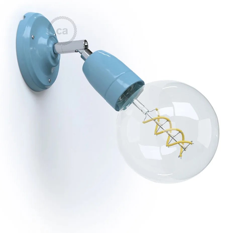 Fermaluce 90° Color il punto luce orientabile in porcellana da parete o soffitto - Light blue / Sim