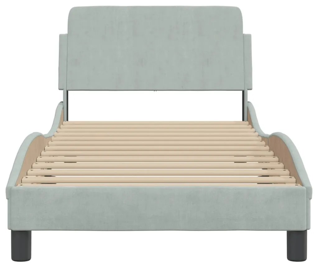 Estrutura de cama sem colchão 90x200 cm veludo cinzento-claro