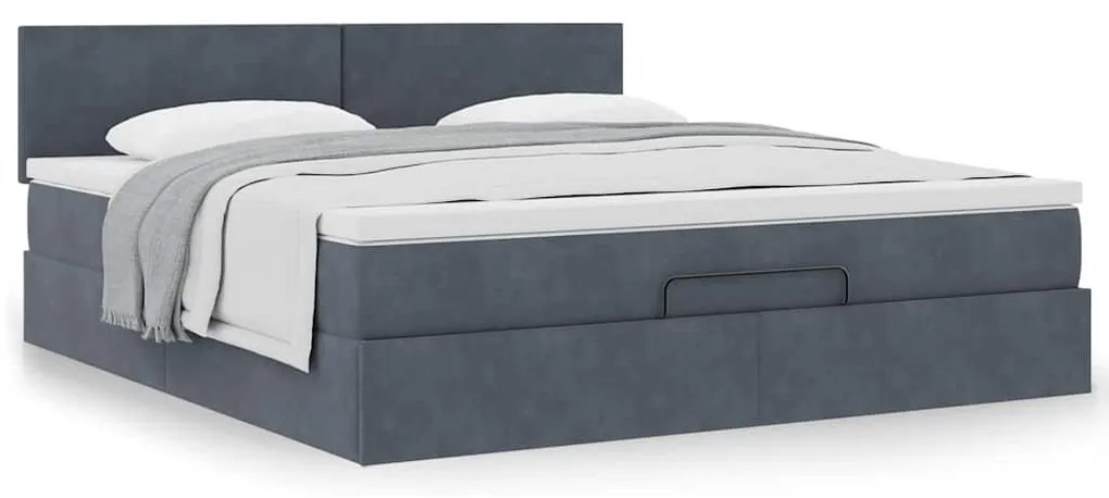 Estrutura de cama otomana com colchão 180x200cm cinzento escuro