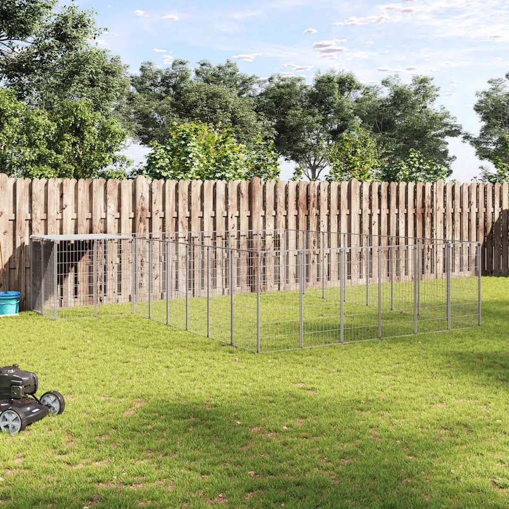 vidaXL Canil 15,73 m² aço prateado