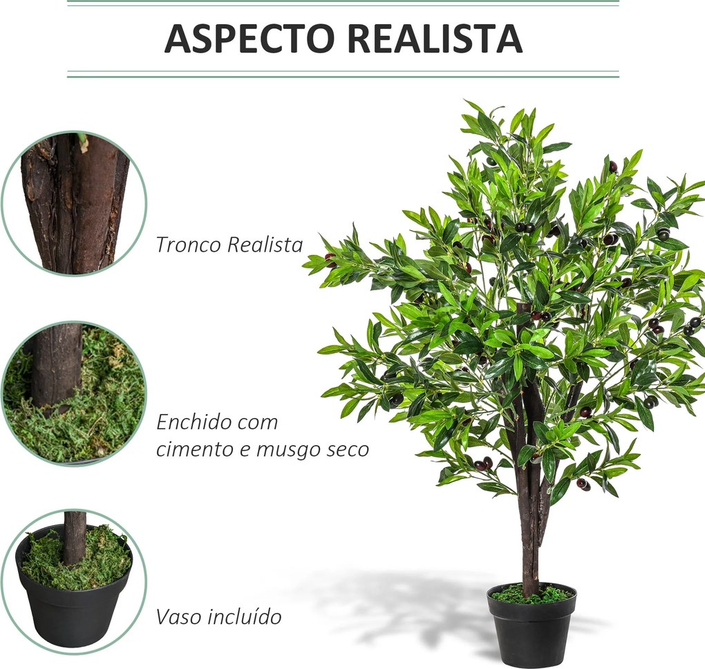 Planta Artificial com Altura 120cm Oliveira Artificial com 1080 Azeito