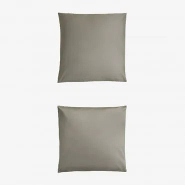 Conjunto De 2 Fronhas De Cetim Sampras 300 Fios Verde Cáqui & 60 X 60 Cm - Sklum