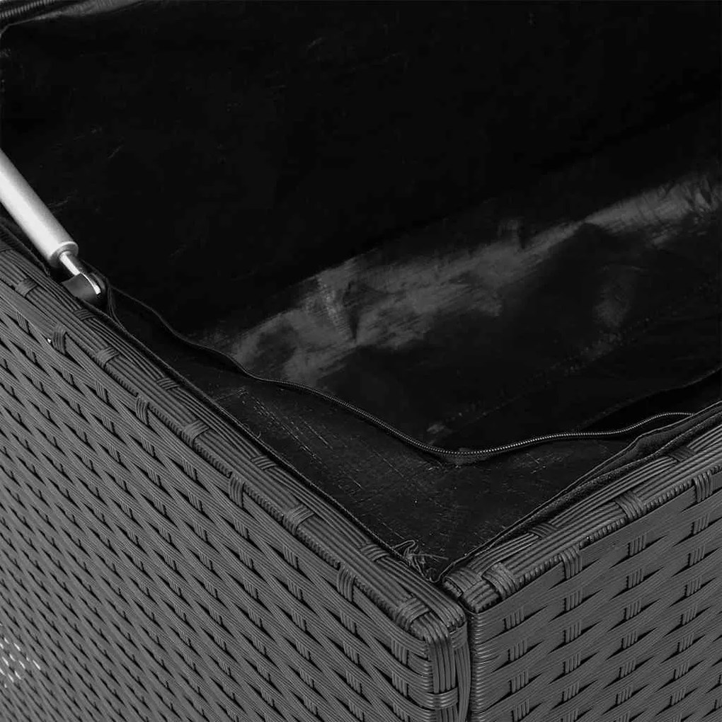 Caixa para almofadões de exterior 100x55x55,5 cm vime PE preto