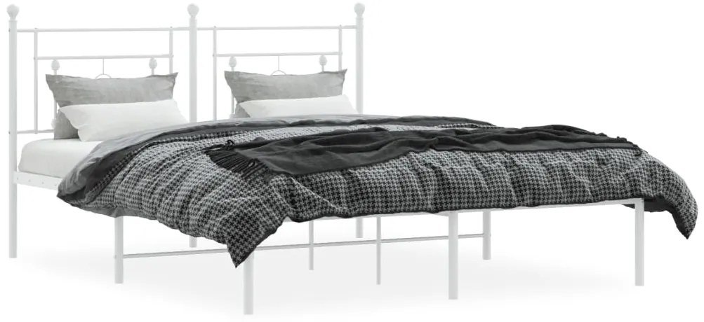 Estrutura de cama com cabeceira 160x200 cm metal branco