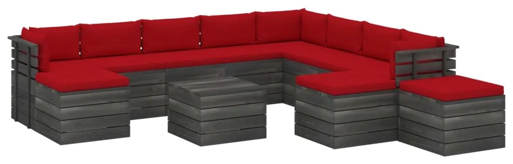 12 pcs conjunto lounge de paletes com almofadões pinho maciço