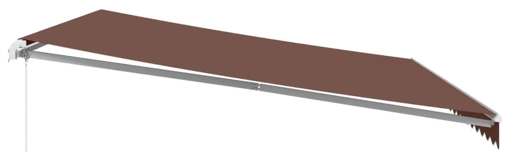 Toldo retrátil manual com luz LED 500x350 cm castanho
