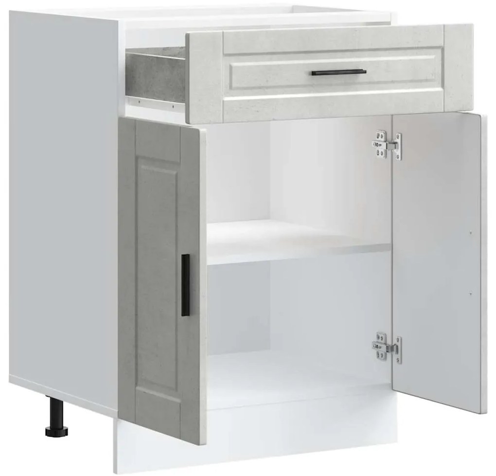 Armário base cozinha Porto derivados madeira cinzento cimento