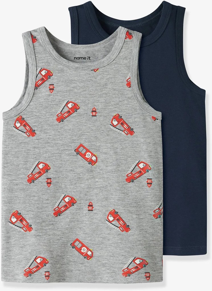 Lote de 2 tops de alças FEUERWEHR NAME IT cinza mesclado