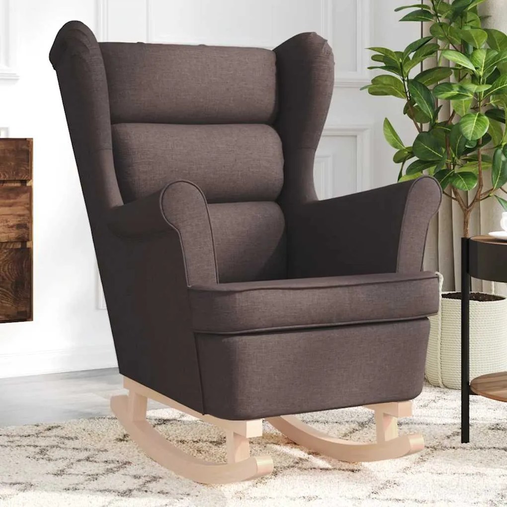 vidaXL Cadeira de baloiço 74x90x102 cm tecido castanho-escuro