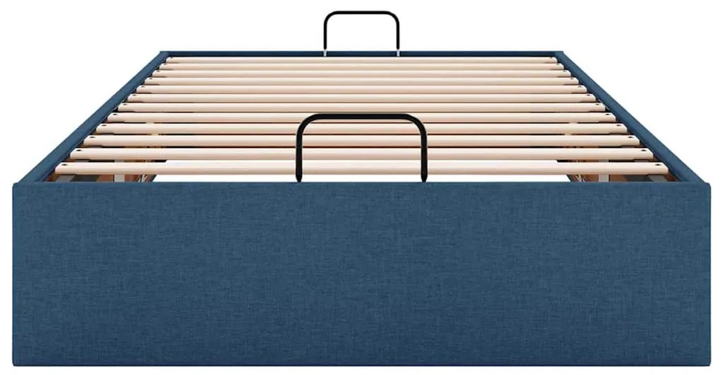 Estrutura de cama otomana sem colchão 90x200 cm tecido azul