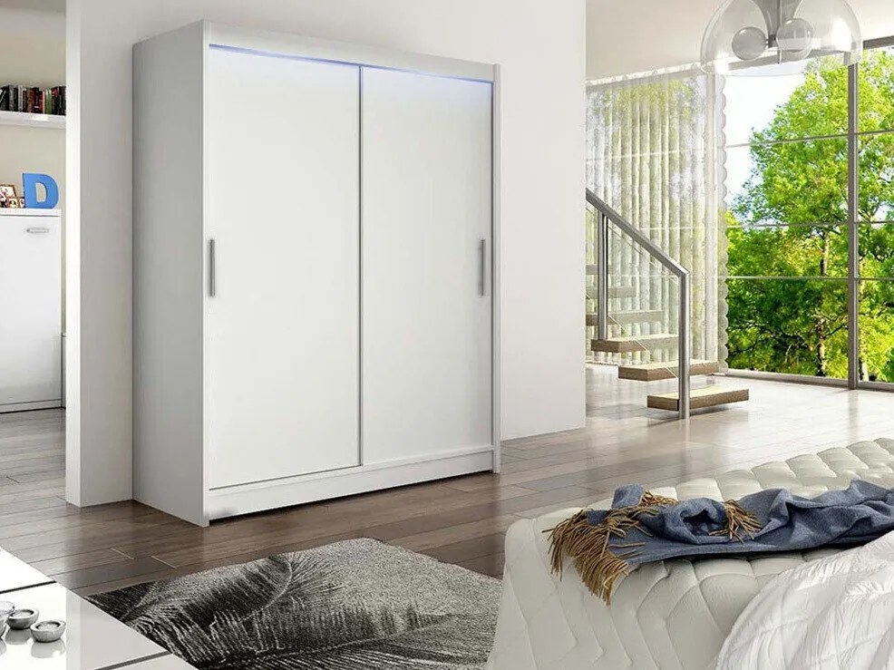 Roupeiro Closico 103, Branco, 200x150x58cm, 114 kg, Portas para roupeiro: Deslizante, Número de prateleiras: 5, Número de prateleiras: 5