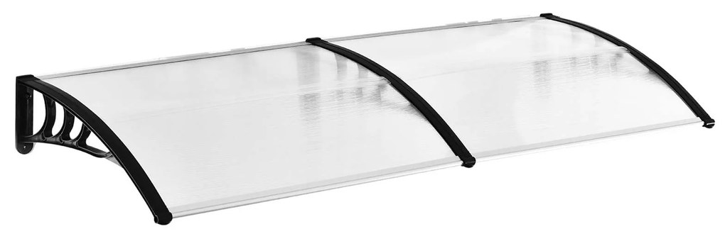 Outsunny Janela Marquise 195x80cm Marquise com Proteção para Sol e Chuva com Painéis de Policarbonato Transparente