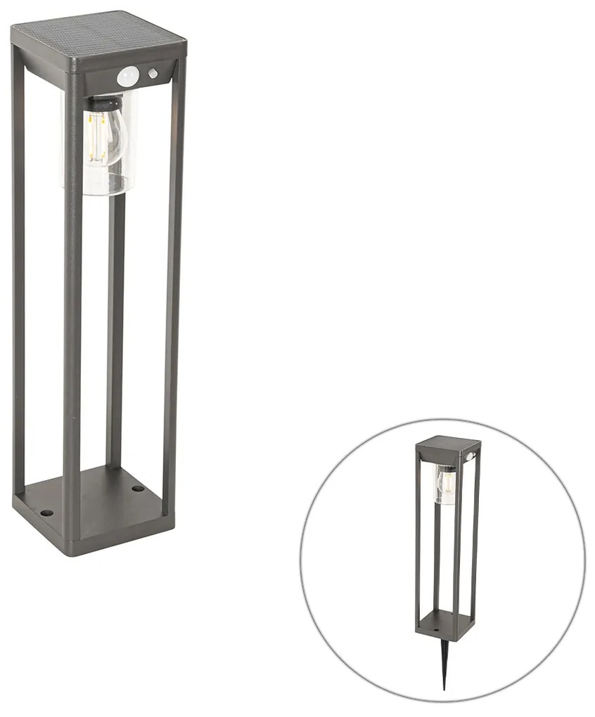 Candeeiro de pé para exterior cinzento escuro 40 cm com LED e luz regulável a energia solar - Sonne Moderno