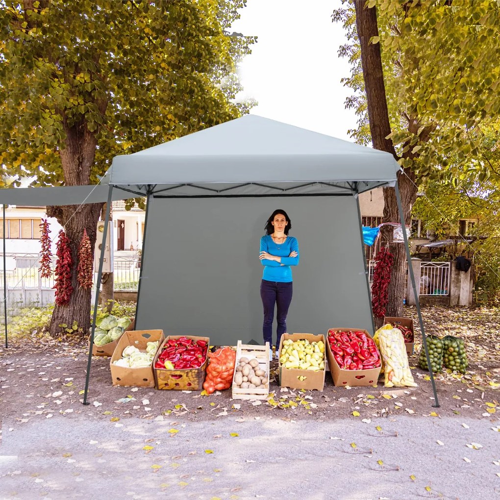 Tenda para toldo com paredes laterais ao ar livre dobrável com pernas inclinadas 599 x 300 x 235-255 cm cinza