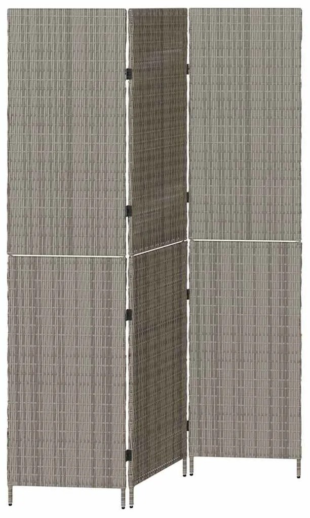 Divisor de Ambiente 3 Painéis Dobrável Cinza 147x180 cm Poly Rattan