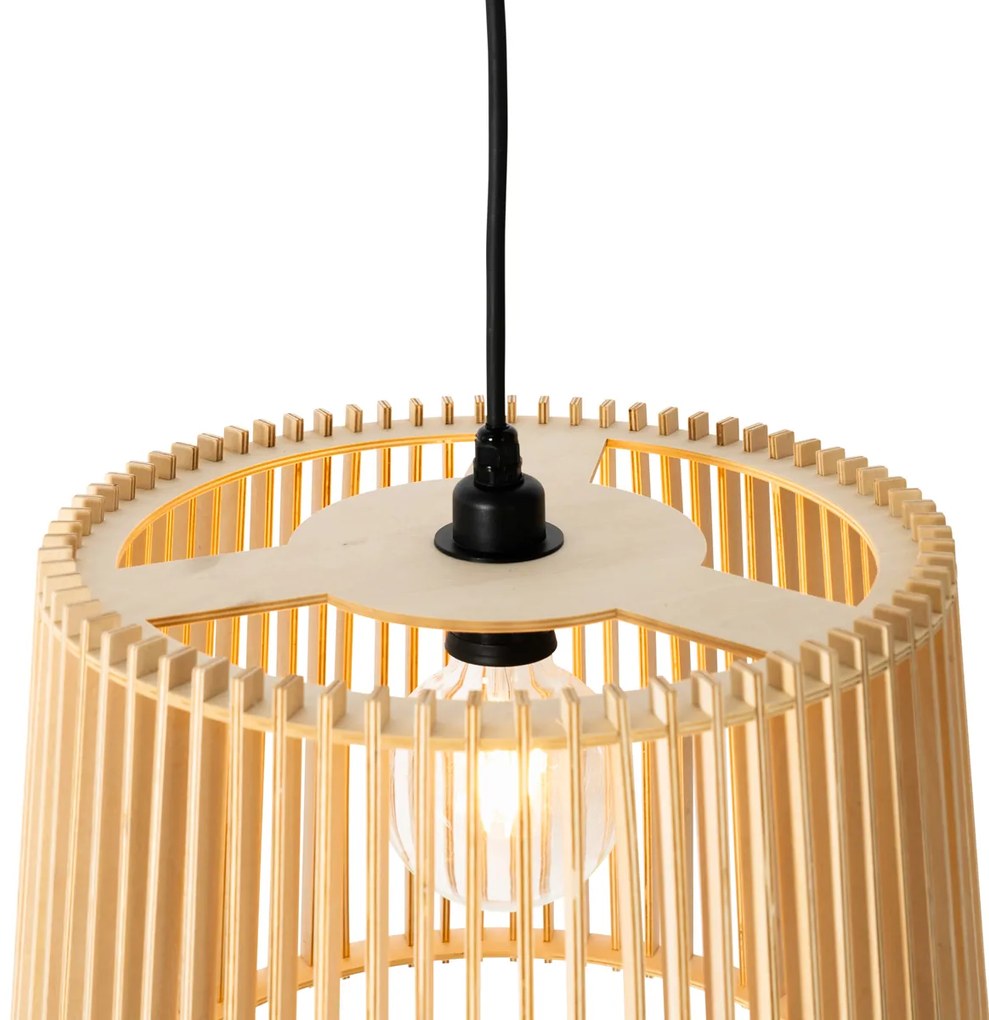 Candeeiro de suspensão exterior rústico em madeira IP44 - Jayla