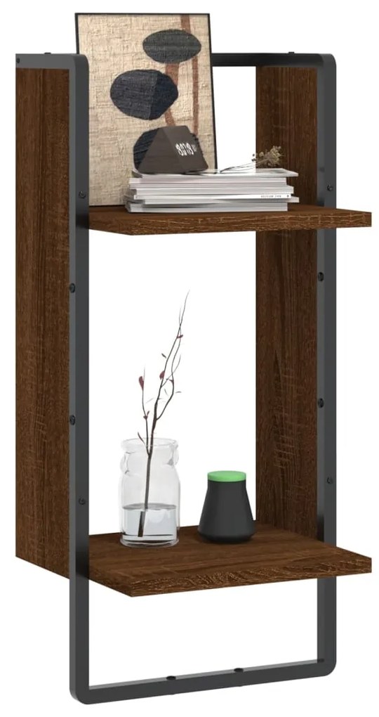 Prateleira de parede com barra 30x25x65 cm carvalho castanho