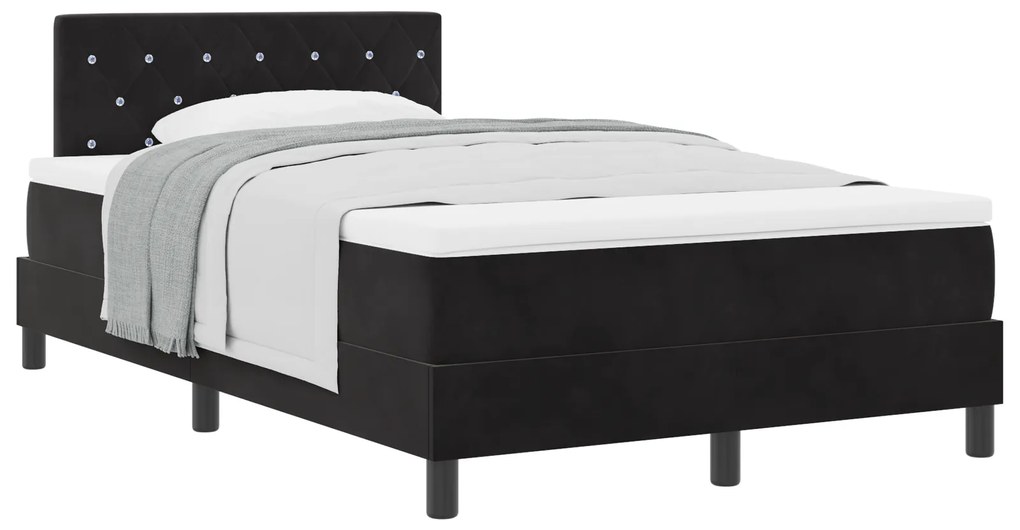 Cama Box Spring vidaXL com Colchão Preto 120x200 cm Veludo