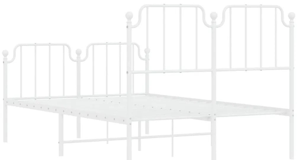 Estrutura de cama com cabeceira e pés 120x200 cm metal branco