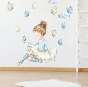 Papel de parede de design com um nome - Ballerina em tons de azul