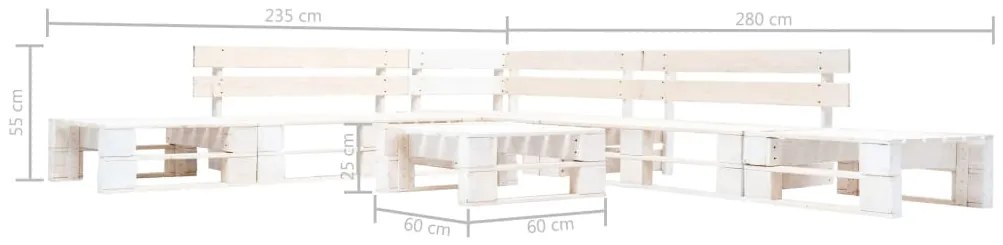 Sofás de paletes para jardim 6 pcs madeira branco