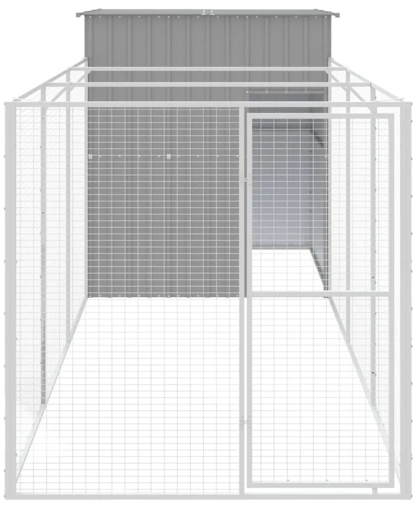 Casota cães c/ parque 165x455x181 cm aço galvaniz. cinza-claro