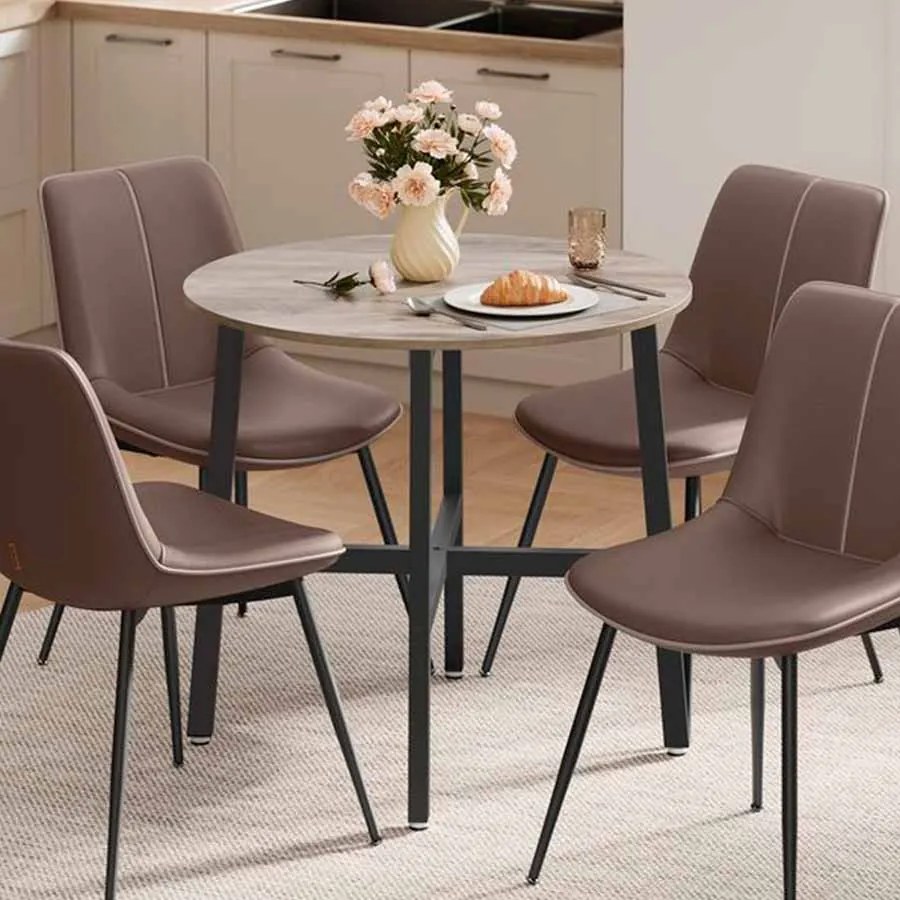 Mesa jantar de cozinha, sala redonda 80 x 75 cm Greige-preta