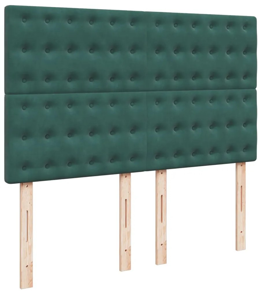 Cama com molas/colchão 160x200 cm veludo verde-escuro