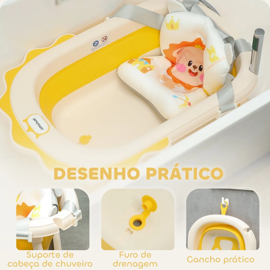 AIYAPLAY Banheira Dobrável para Bebés com Almofada e Cubo Banheira par