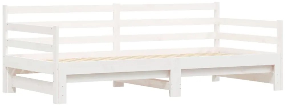 Sofá-cama com gavetão 90x190 cm madeira de pinho maciça branco