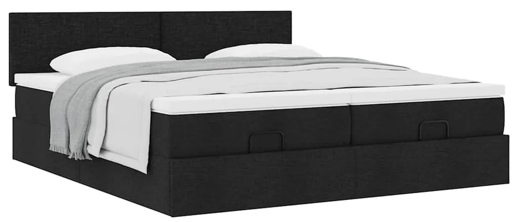 63 / 5,000vidaXL Estrutura de cama otomana com colchões tecido preto