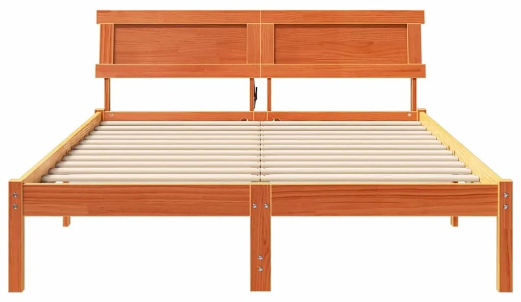 Estrutura da Cama Castanho-mel 140 x 190 cm Madeira de Pinheiro