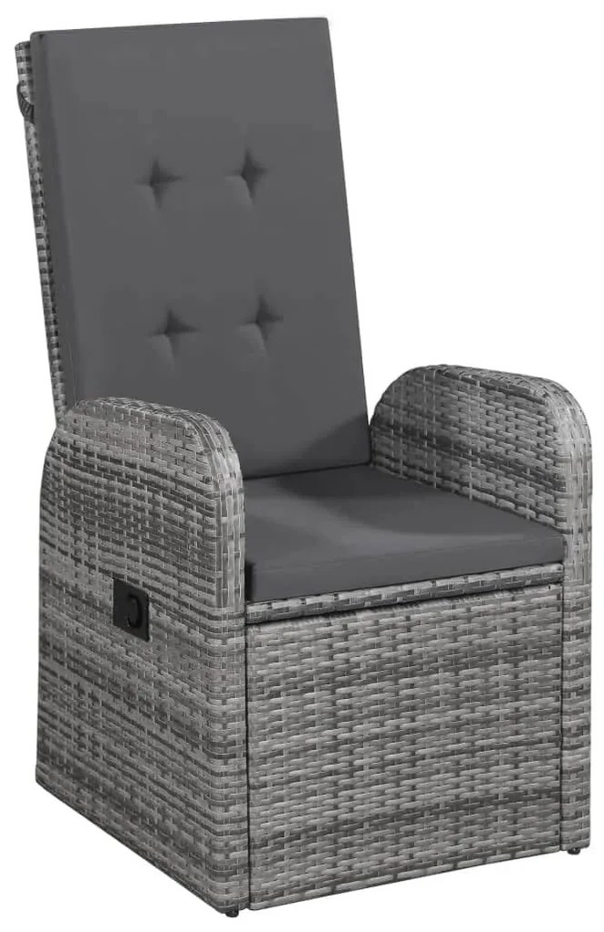 7 pcs conjunto de jantar para jardim com almofadões cinzento