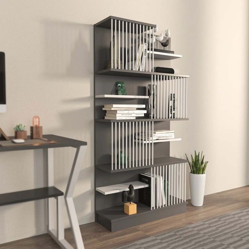 Estante Arya – Antracite e Branco – 80x160x24,6 cm