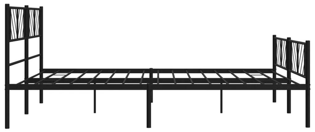 Estrutura de cama com cabeceira e pés 200x200 cm metal preto